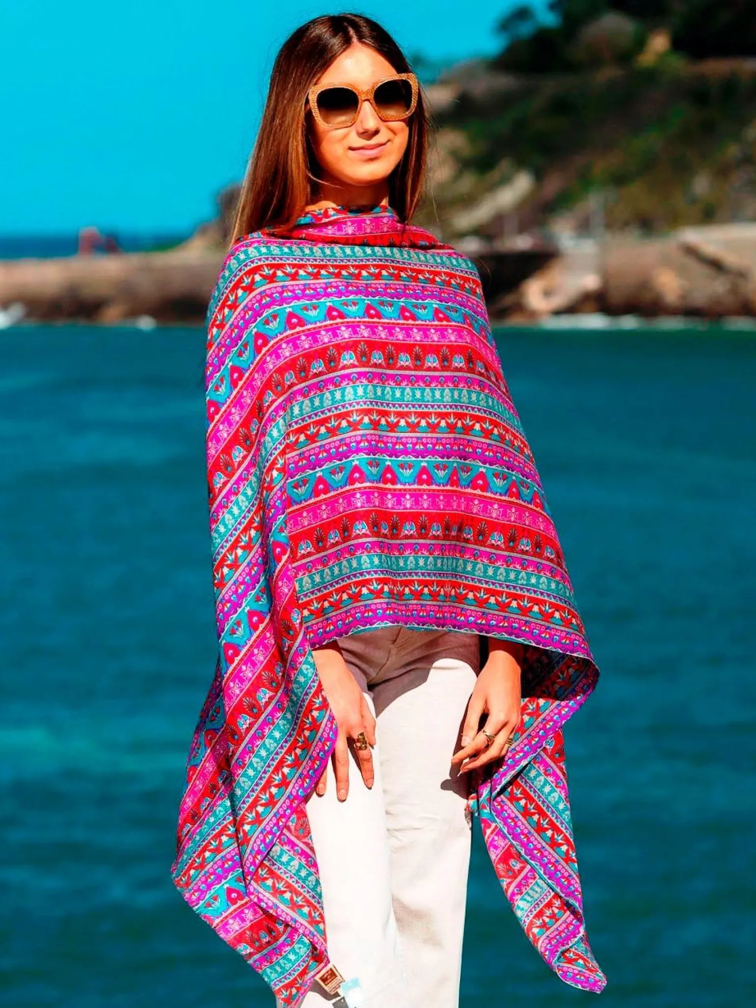 Foulard in Lana Misto Seta Rosso