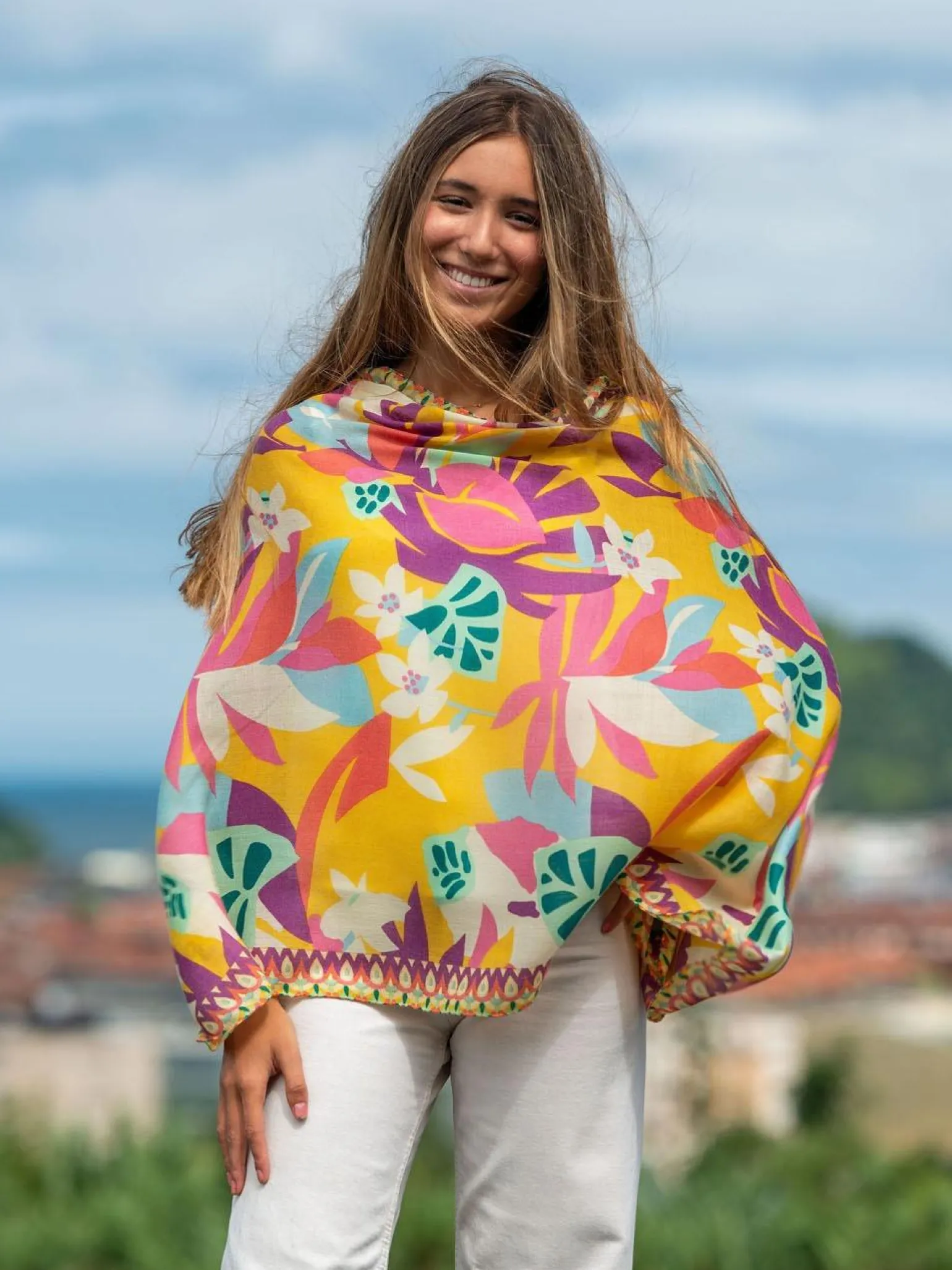 Foulard in Lana Misto Seta Giallo