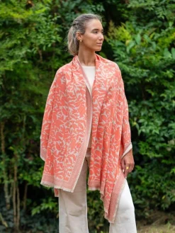 Foulard in Lana Misto Seta Corallo