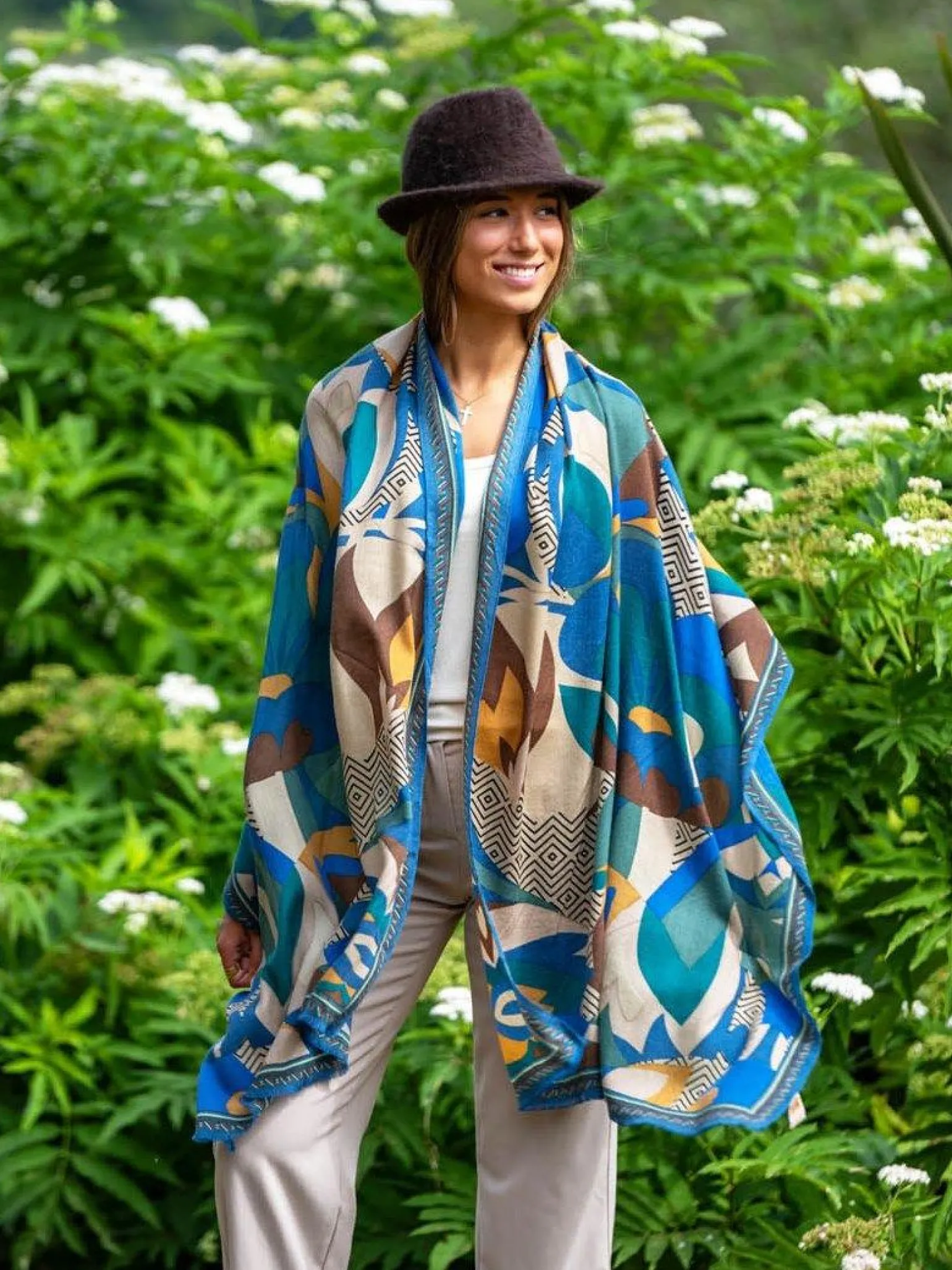 Foulard in Lana Misto Seta Blu