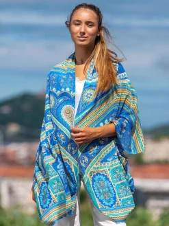 Foulard in Lana Misto Seta Blu