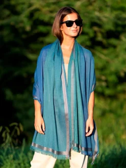 Foulard in Lana Misto Seta Azzurro Verde