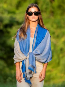 Foulard in Lana Misto Seta Azzurro