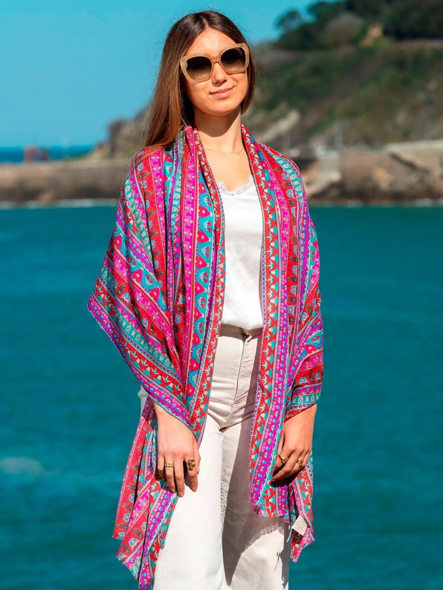 Foulard in Lana Misto Seta Rosso