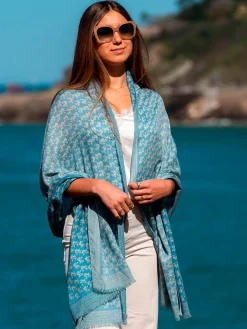 Foulard in Lana Misto Seta Azzurro