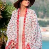 Foulard Pareo in Cotone Stampato Fantasia Rosso
