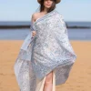 Foulard Pareo in Cotone Stampato Fantasia Azzurro
