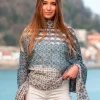 Foulard Pareo in Cotone Stampato Fantasia Blu