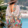 Foulard Pareo in Cotone Stampato Fantasia Arancio