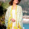 Foulard Pareo in Cotone Stampato Fantasia Giallo