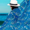 Foulard Pareo in Cotone Stampato Fantasia Blu