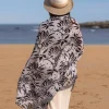 Foulard Pareo in Cotone Stampato Fantasia Nero