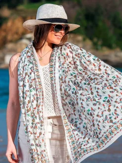 Foulard Pareo in Cotone Stampato Fantasia Rosso