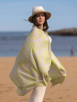 Foulard Pareo in Cotone Stampato Fantasia Verde