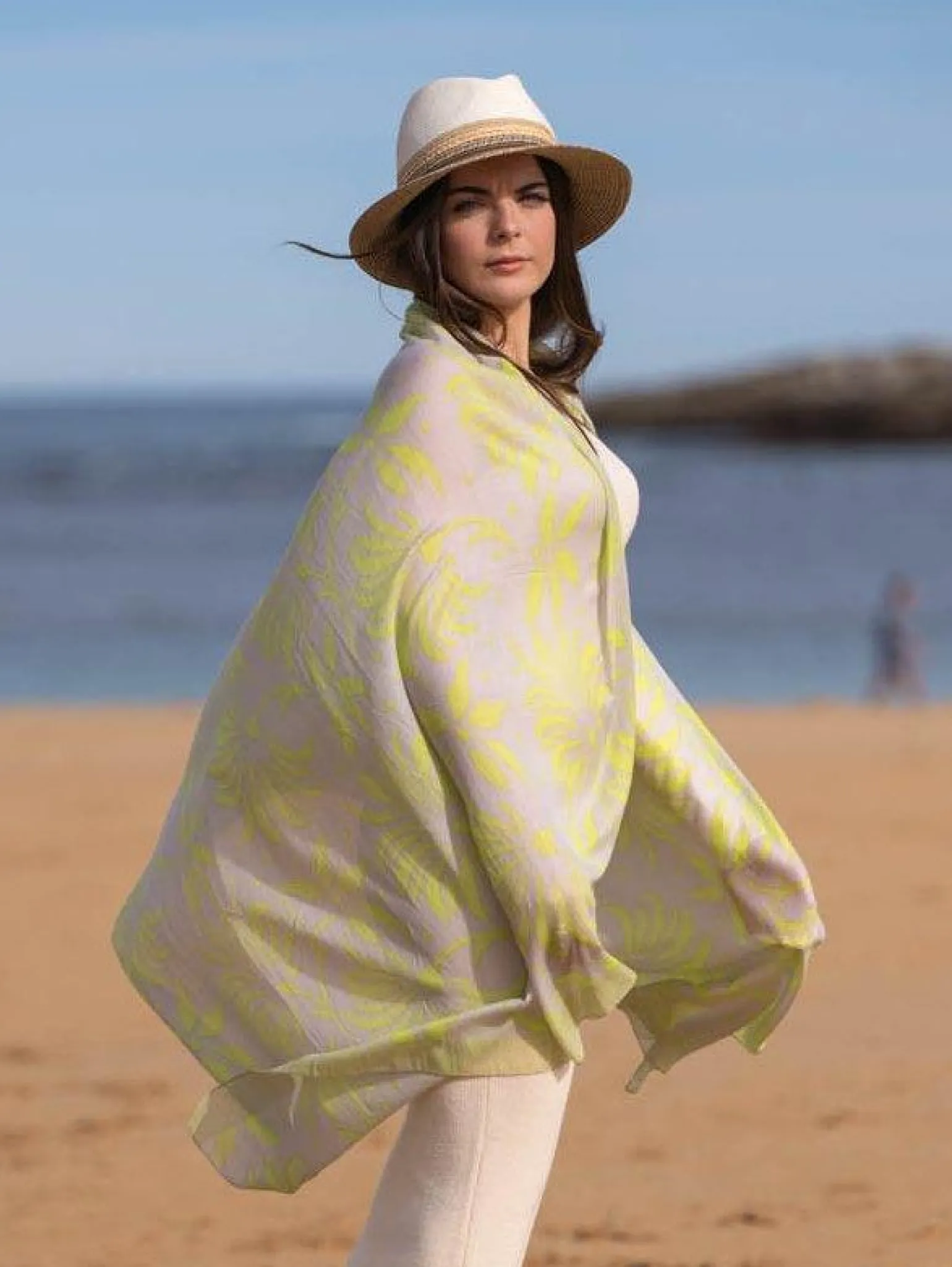 Foulard Pareo in Cotone Stampato Fantasia Verde