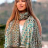 Foulard Pareo in Cotone Stampato Fantasia Beige