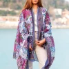 Foulard Pareo in Cotone Stampato Fantasia Viola