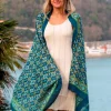 Foulard Pareo in Cotone Stampato Fantasia Blu