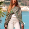 Foulard Pareo in Cotone Stampato Fantasia Verde