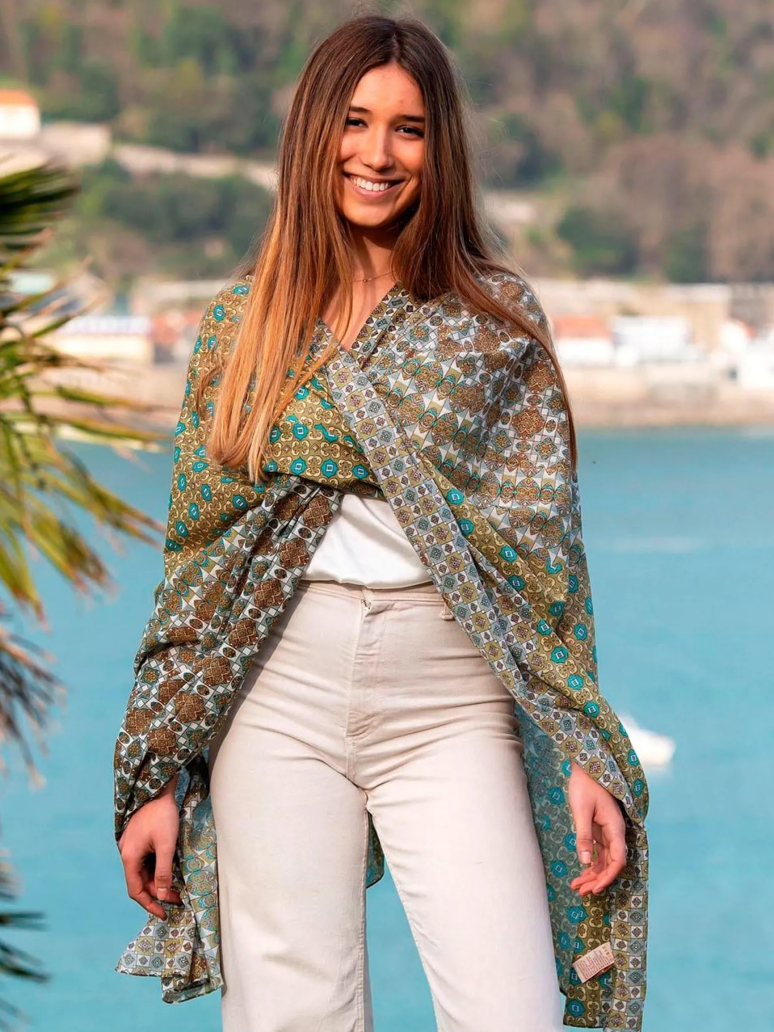 Foulard Pareo in Cotone Stampato Fantasia Verde
