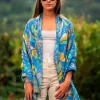Foulard Pareo in Cotone Stampato Fantasia Blu