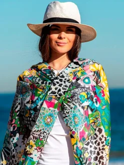 Foulard Pareo in Cotone Stampato Fantasia Verde