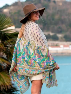 Foulard Pareo in Cotone Stampato Fantasia Viola