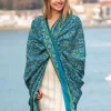 Foulard Pareo in Cotone Stampato Fantasia Azzurro