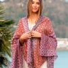 Foulard Pareo in Cotone Stampato Fantasia Rosso