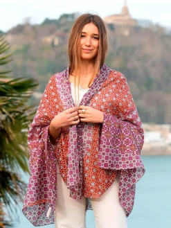 Foulard Pareo in Cotone Stampato Fantasia Rosso