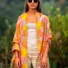Foulard Pareo in Cotone Stampato Fantasia Arancio