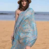 Foulard Pareo in Cotone Stampato Fantasia Beige