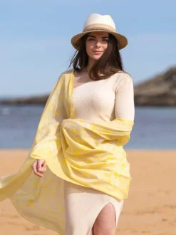 Foulard Pareo in Cotone Stampato Fantasia Giallo