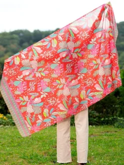 Foulard Pareo in Cotone Stampato Fantasia Rosso