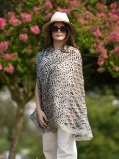 Foulard Pareo in Seta Stampa Nero