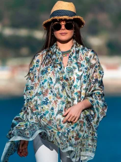 Foulard Pareo in Seta Stampa Marrone