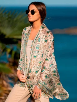 Foulard Pareo in Seta Stampa Verde