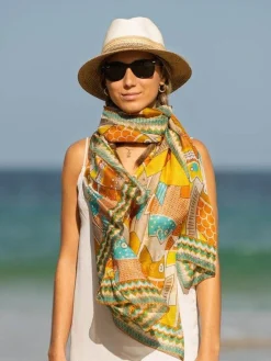 Foulard Pareo in Seta Stampa Giallo