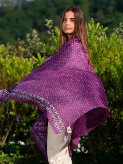 Foulard Pareo in Seta Stampa Viola
