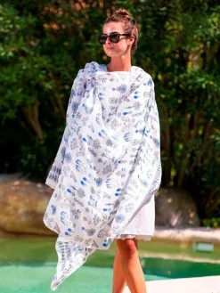 Foulard Pareo in Seta Stampa Cobalto