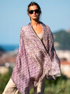 Foulard Pareo in Seta Stampa Melanzana