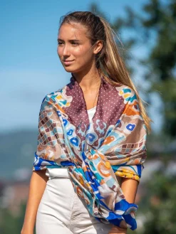 Foulard Pareo in Seta Stampa Marrone
