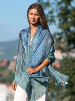 Foulard  Pareo in Seta Stampa Cobalto