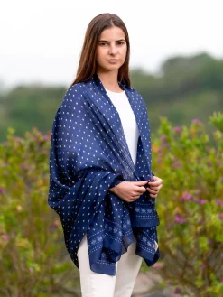 Foulard Pareo in Seta Stampa Blu