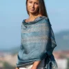 Foulard Pareo in Seta Stampa Azzurro