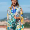 Foulard Pareo in Seta Stampa Cobalto