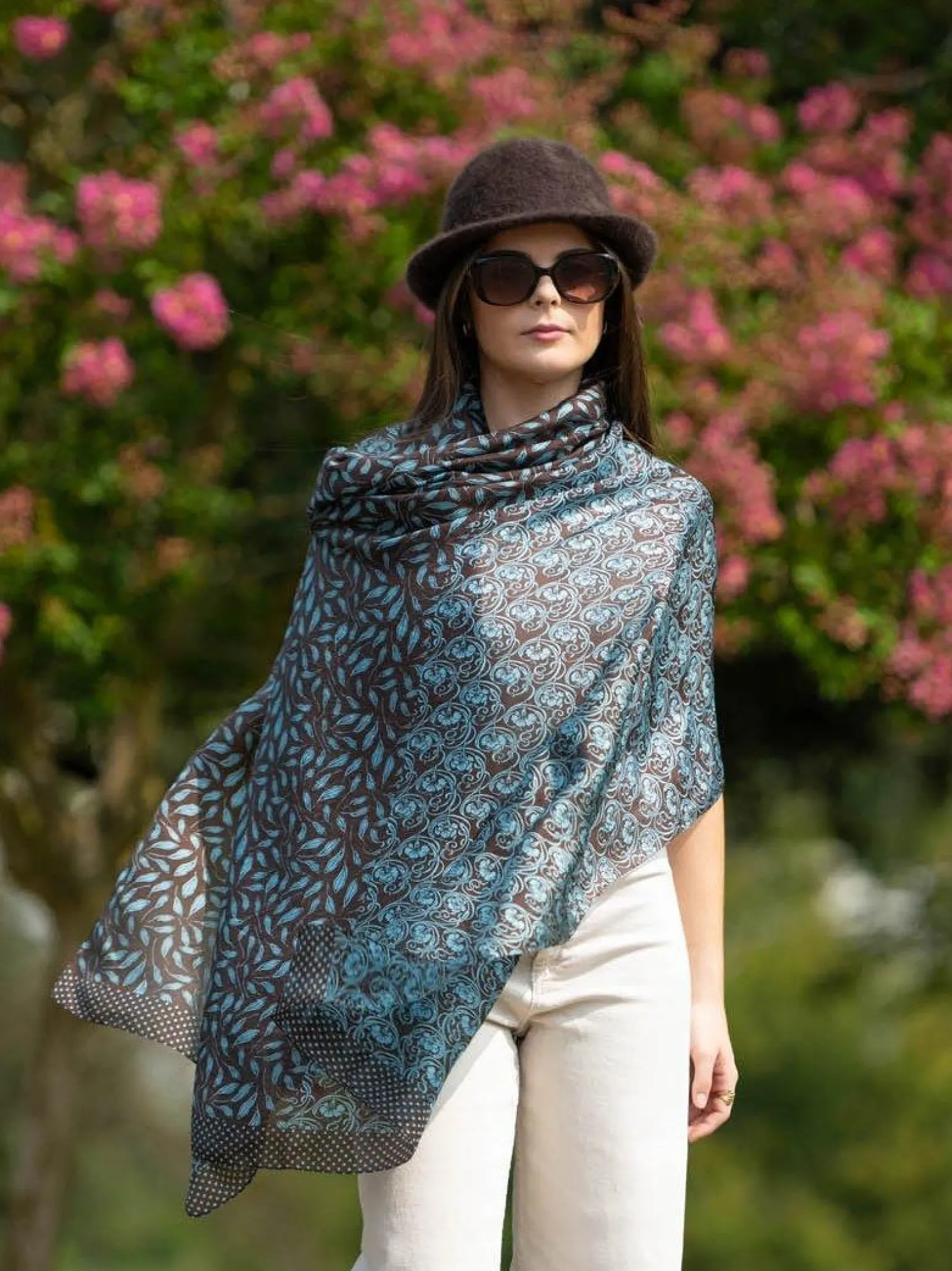 Foulard Pareo in Seta Stampa Marrone