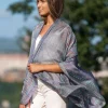 Foulard Pareo in Seta Stampa Viola