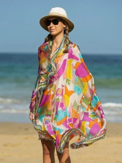 Foulard Pareo in Seta Stampa Rosa