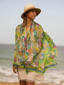 Foulard Pareo in Seta Stampa Verde